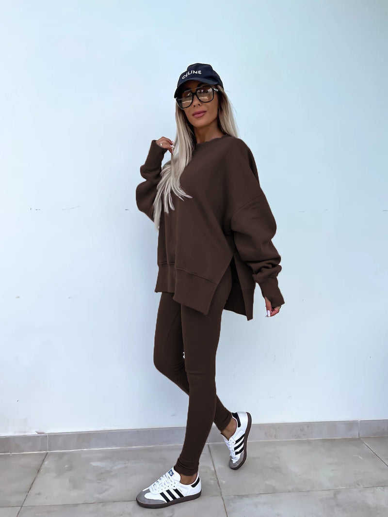 Weicher Langarm Sweater mit Hose Set