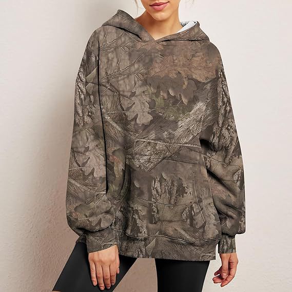 Weiche Oversize-Sporthoodie mit Camouflage