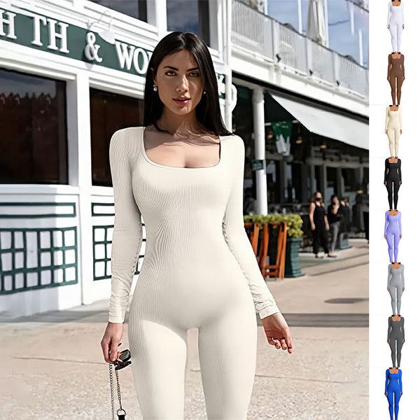 Hochtaillierter, eleganter Longsleeve Jumpsuit