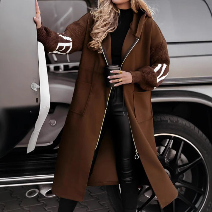 Warmer Lange Trenchcoat mit Kapuze