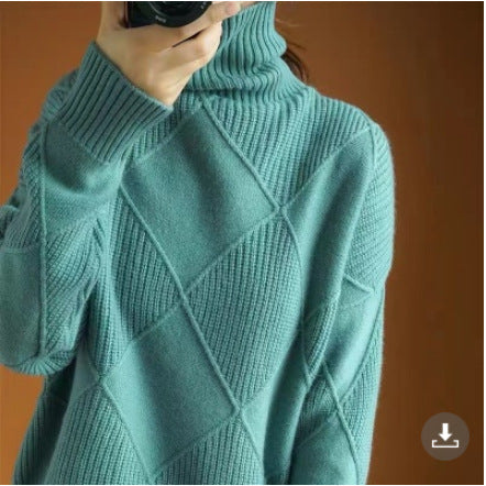 Elegante 3D-Diamantmuster Strickpullover