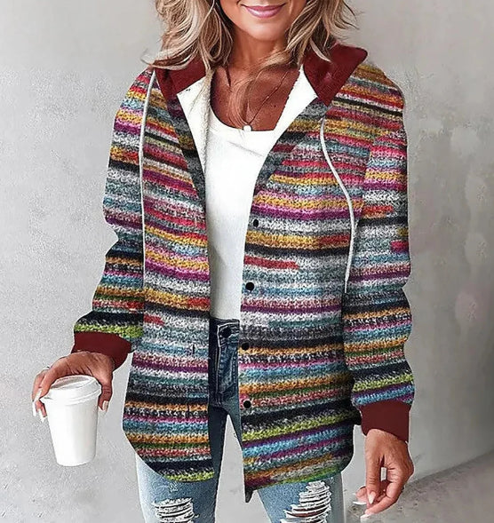 Elegante Karierte Jacke mit Kapuze