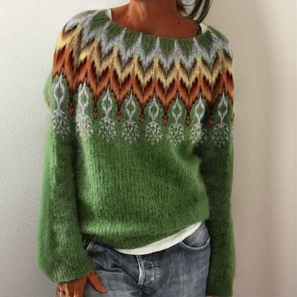 Boutique Vivante Icelandic Sweater XS Geometrischer Musterpullover aus weichem Stoff