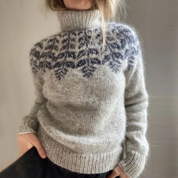 Boutique Vivante Icelandic sweaters 2024/2025 Geometrischer Strickpullover mit hohem Kragen