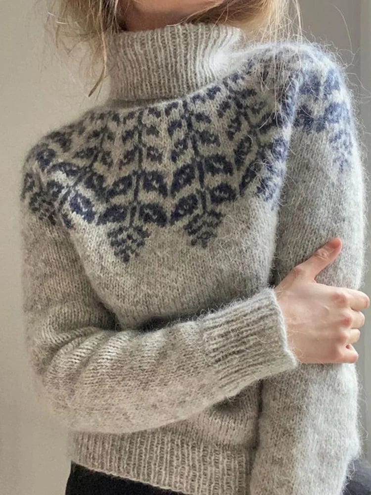 Boutique Vivante Icelandic sweaters 2024/2025 Geometrischer Strickpullover mit hohem Kragen