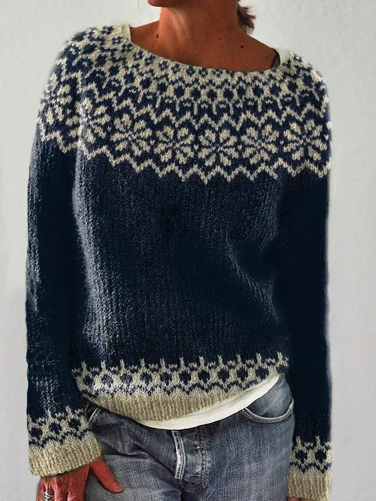 Boutique Vivante Icelandic sweaters 2024/2025 Marineblau / S Retro-isländischer Jacquard Strickpullover