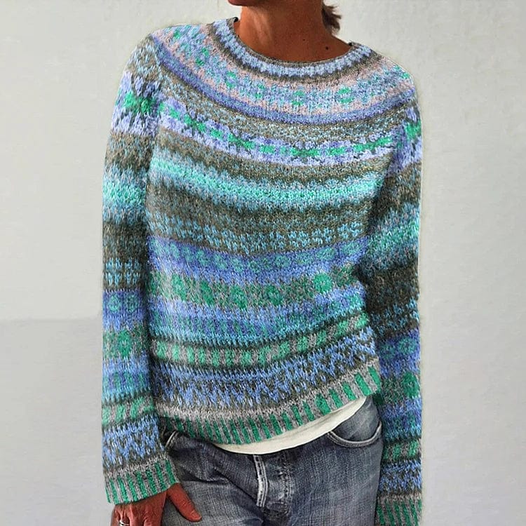 Boutique Vivante Icelandic sweaters 2024/2025 S Eleganter Jacquard-Strickpullover mit Rundhalsausschnitt