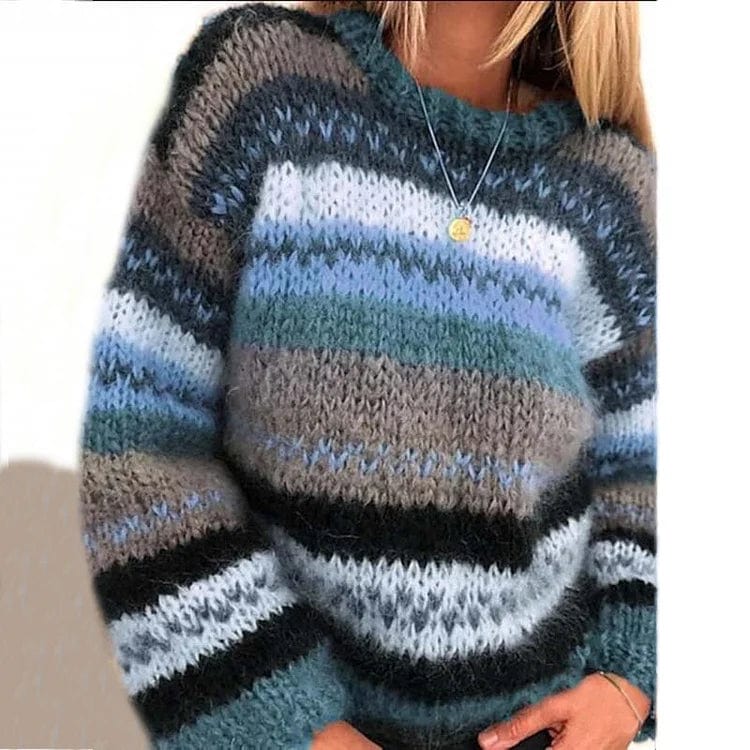 Boutique Vivante Icelandic Sweaters - 2024 Blau / S Bunter Jacquard-Pullover mit langen Ärmeln