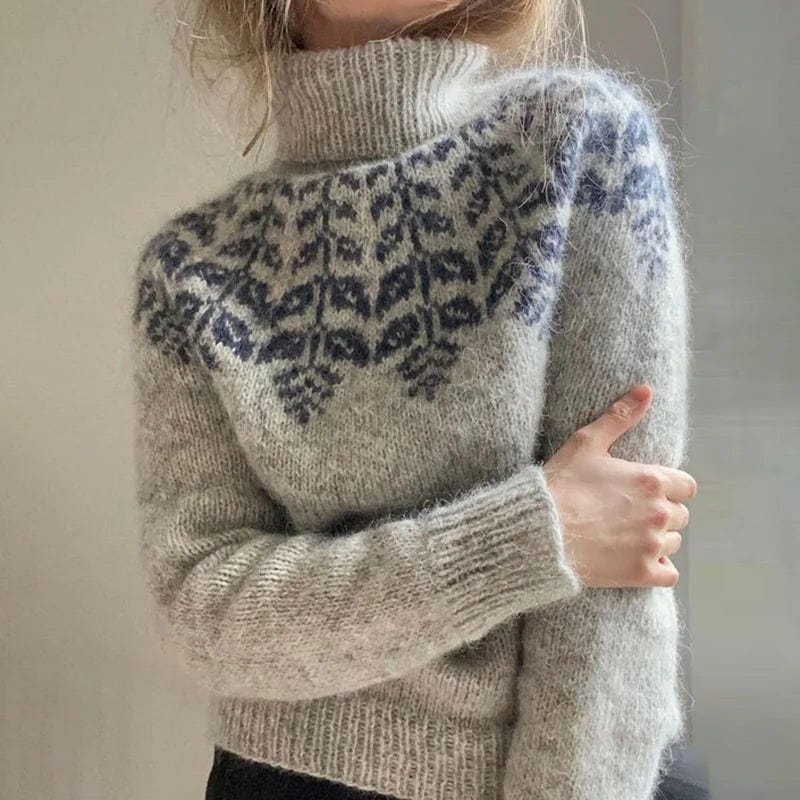 Boutique Vivante Icelandic sweaters 2024 Isländischer geometrischer Strickpullover mit Stehkragen