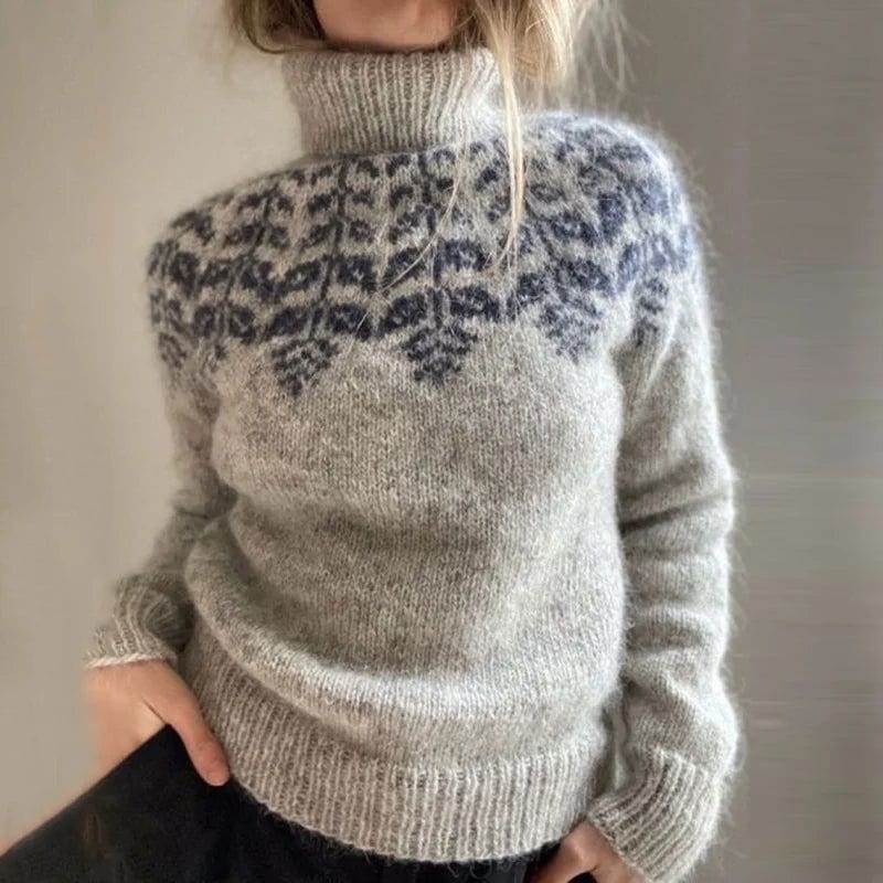 Boutique Vivante Icelandic sweaters 2024 Isländischer geometrischer Strickpullover mit Stehkragen