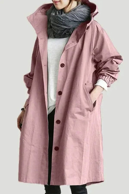 Boutique Vivante Jackets Rosa / S Stylischer wasserdichter Regenmantel mit Kapuze