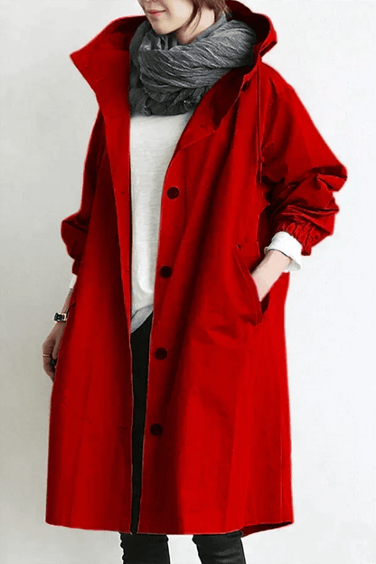 Boutique Vivante Jackets Rot / S Stylischer wasserdichter Regenmantel mit Kapuze