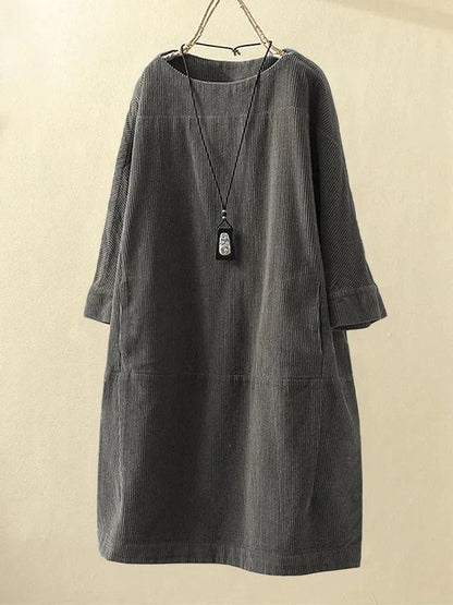 Boutique Vivante Single products Gray / M Elegantes Samt A-Linien Kleid