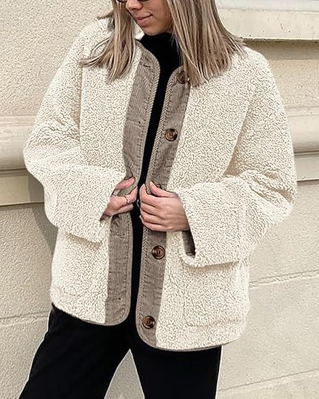 Kuschlige Kraaglose Corduroy Jacke für Winter