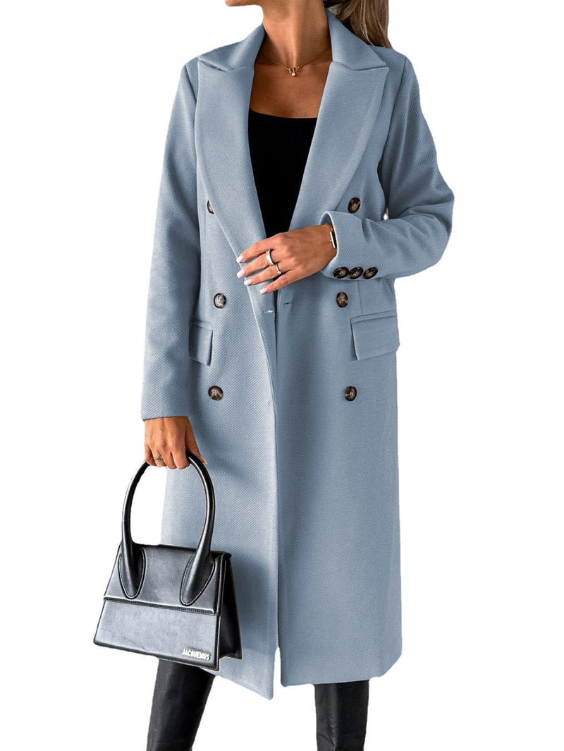 Elegante Lange Doppelknopf Winterjacke