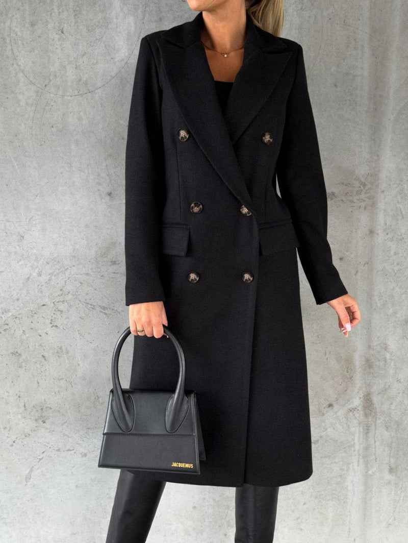 Elegante Lange Doppelknopf Winterjacke