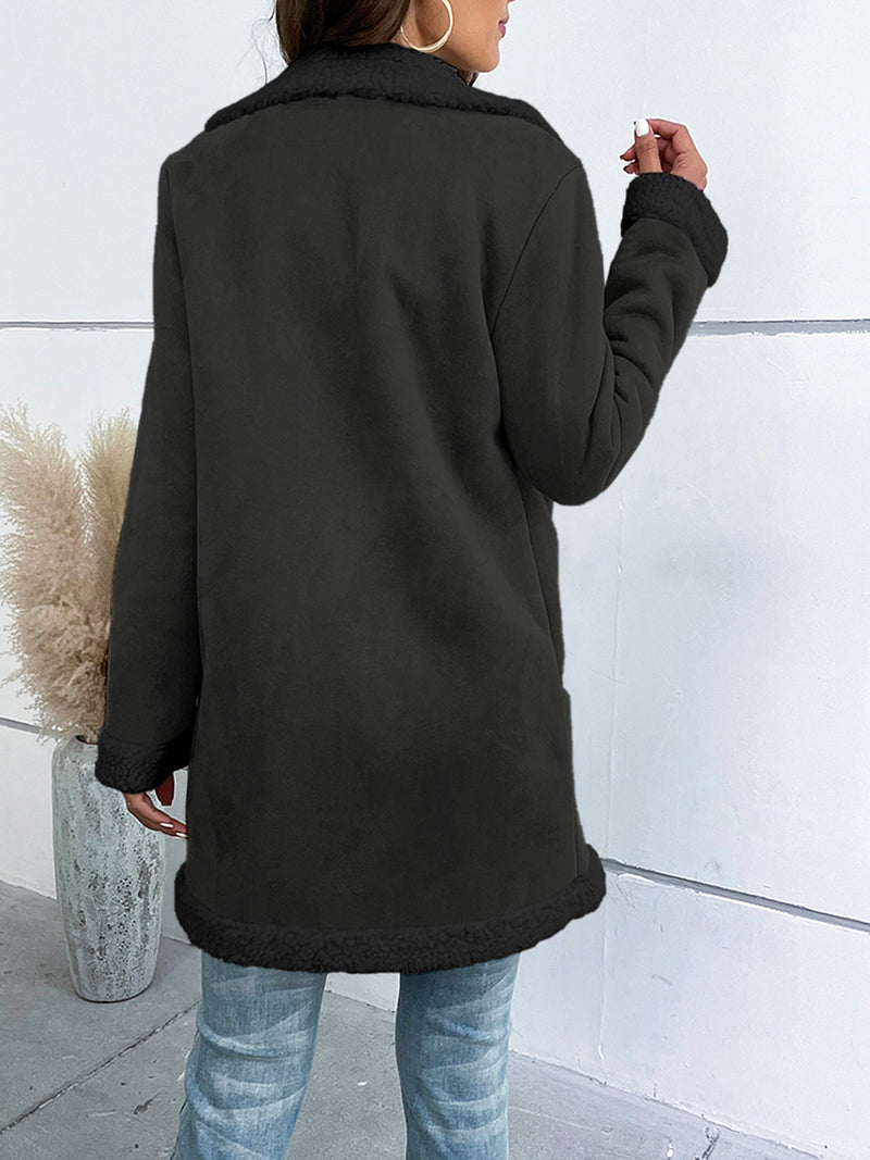 Elegante Suède Jacke mit langen Ärmeln