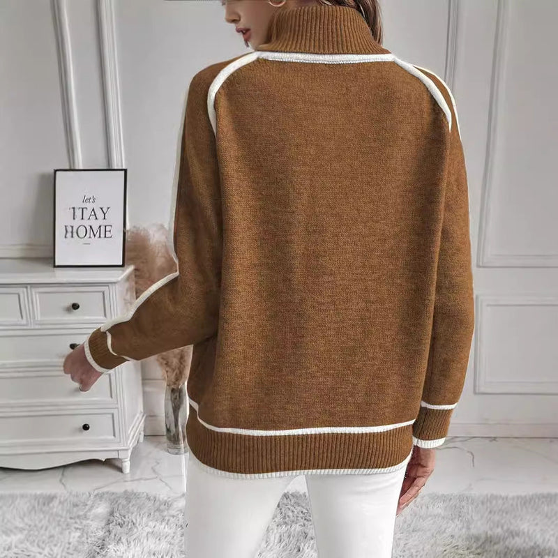 Elegante Hohe Hals Strickpullover