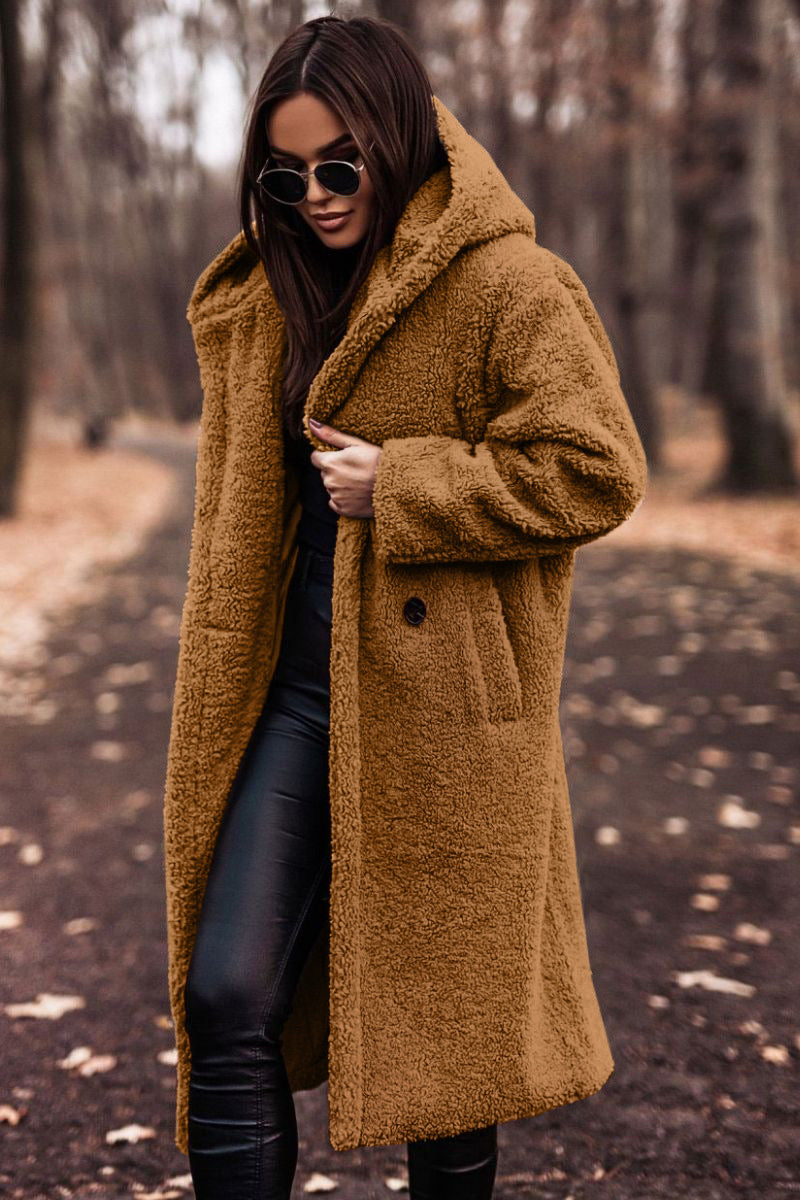 Wärmende Wolljacke mit Kapuze für Damen