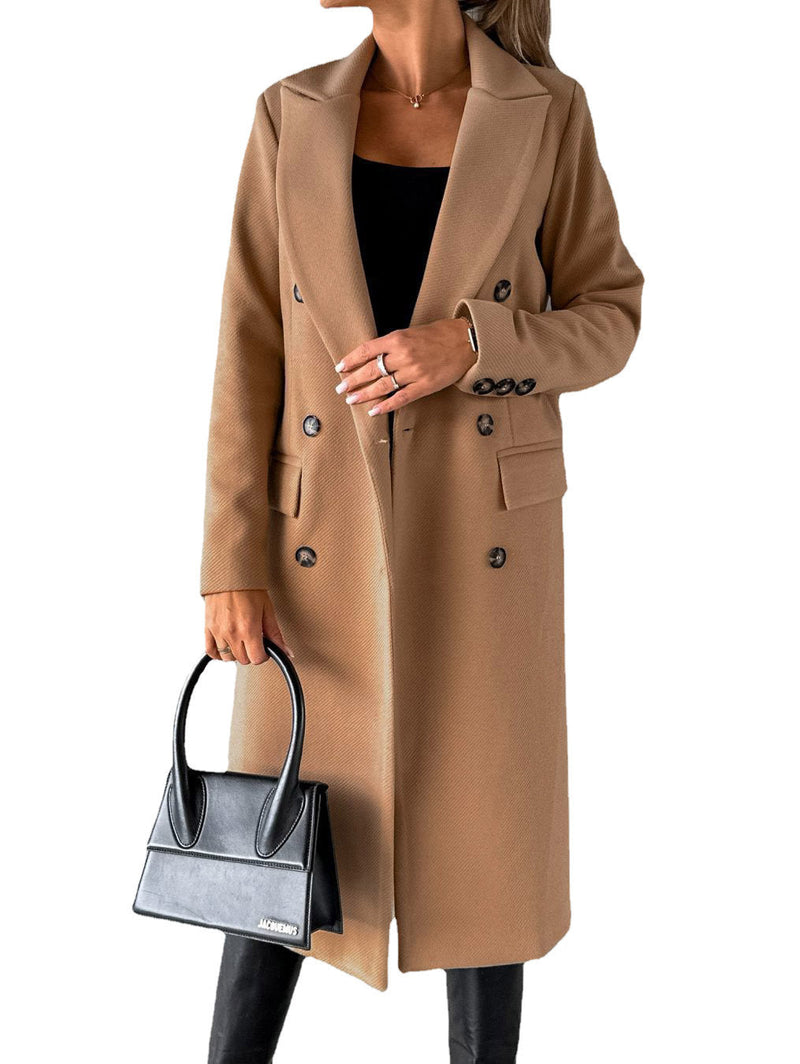 Elegante Lange Doppelknopf Winterjacke