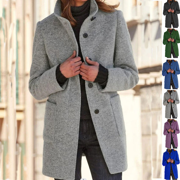 Elegante Wolljacke mit Stehkragen