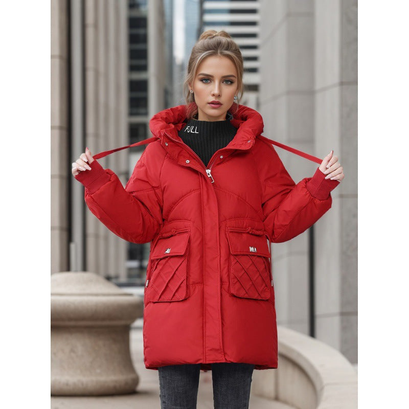 Warme Dicker Kapuzenwinterjacke mit Taschen