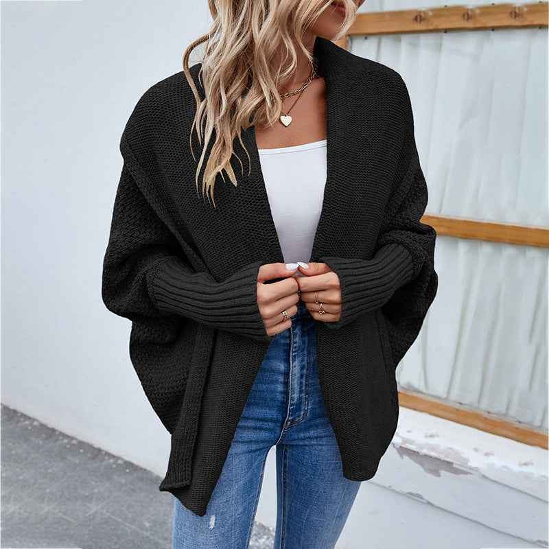 Warmer oversized Strickcardigan mit Vleermuismouwen